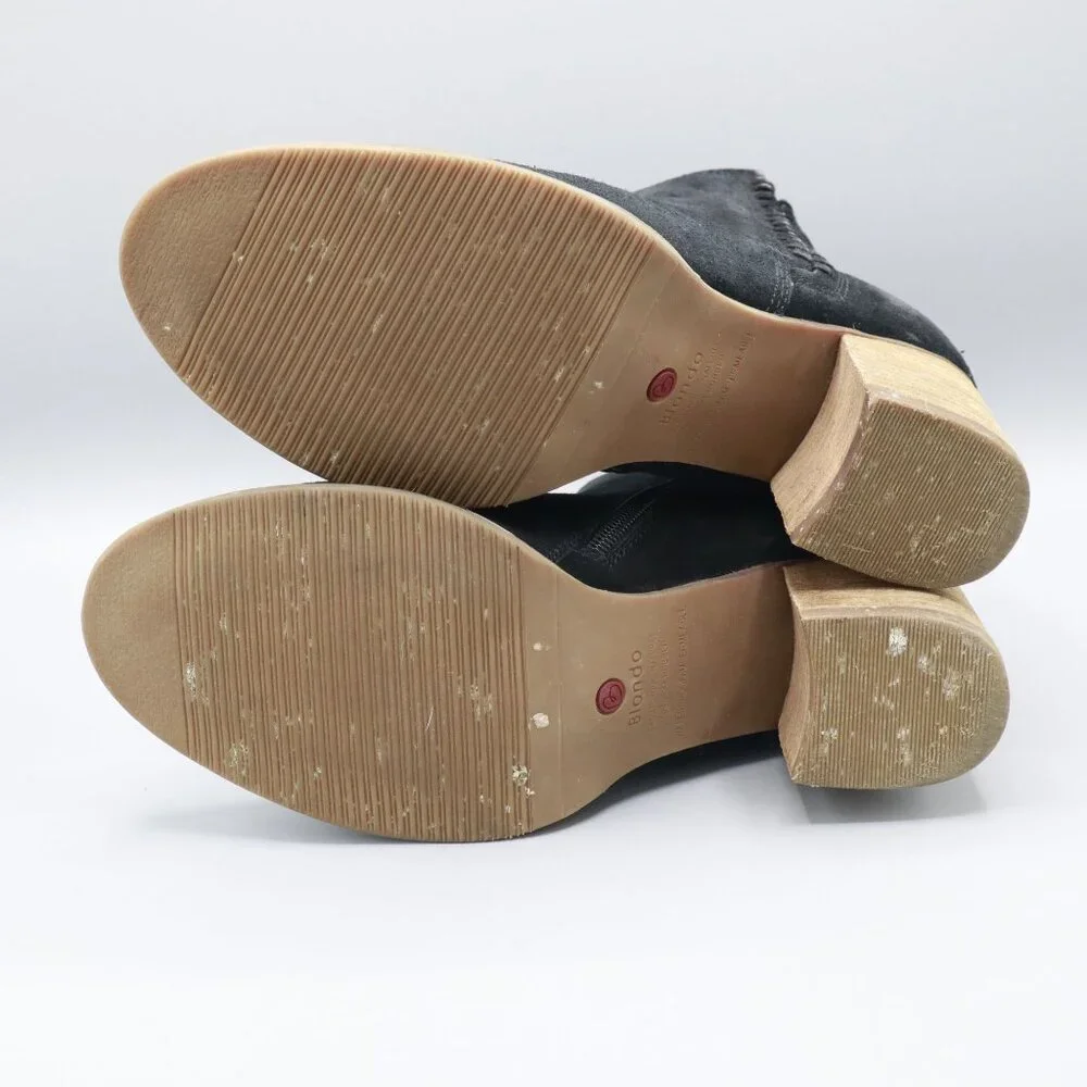 Blondo Nina Waterproof Suede Boot‎ Womens 7M Black Casual Boho Bohemian Classic